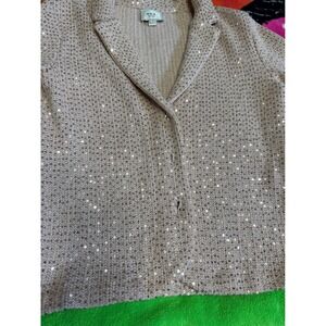ECI New York Womens Knit Sequin Blazer Cardigan Light Pink Size S, Iridescent